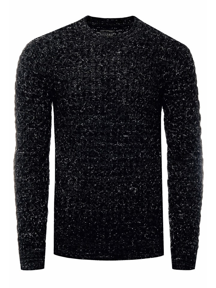 

Плотный контрастный свитер с круглым вырезом из плотной вязки черного цвета Rusty Neal