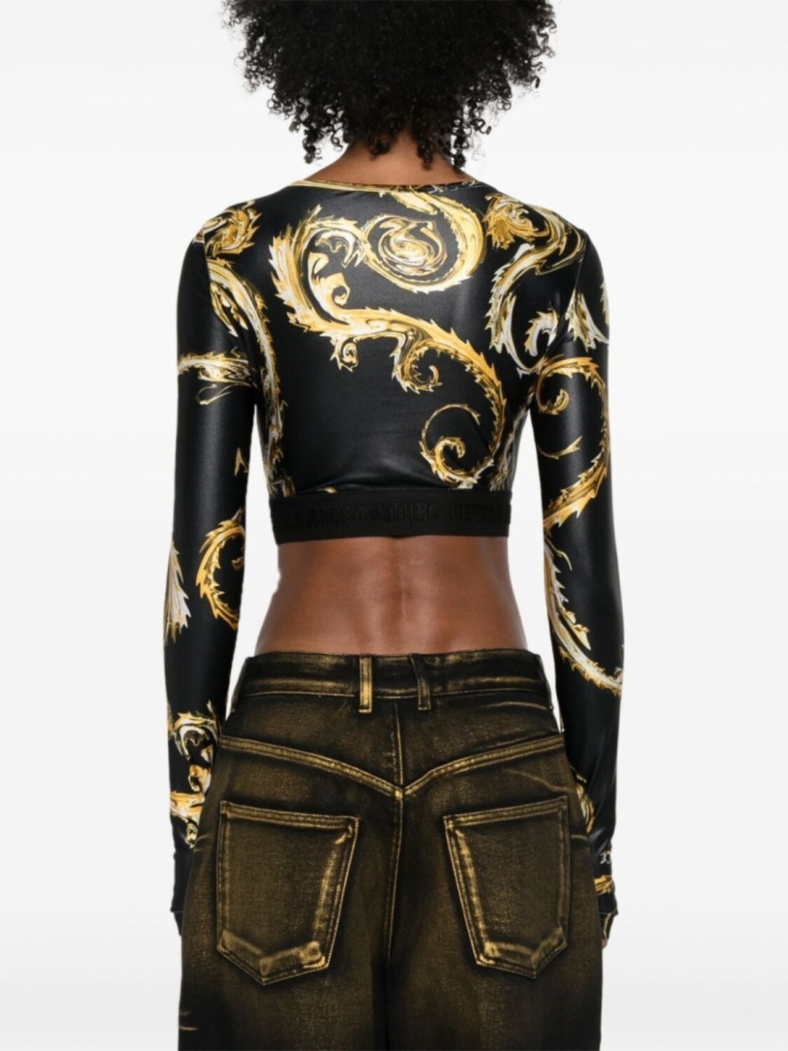 

Versace Jeans Couture укороченный топ с принтом Chromo Couture, черный