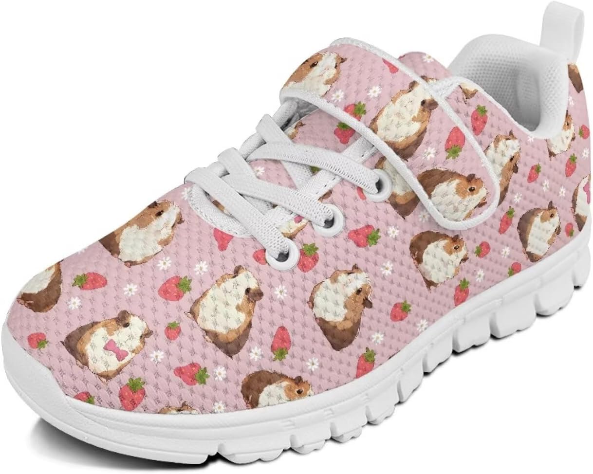 

Кроссовки с животным принтом для мальчиков и девочек, обувь для ходьбы, модный дизайн, с одной пряжкой, теннисные кроссовки, дышащие, легкие, идеальные для детей Watdotory, Hamster Strawberry Daisy