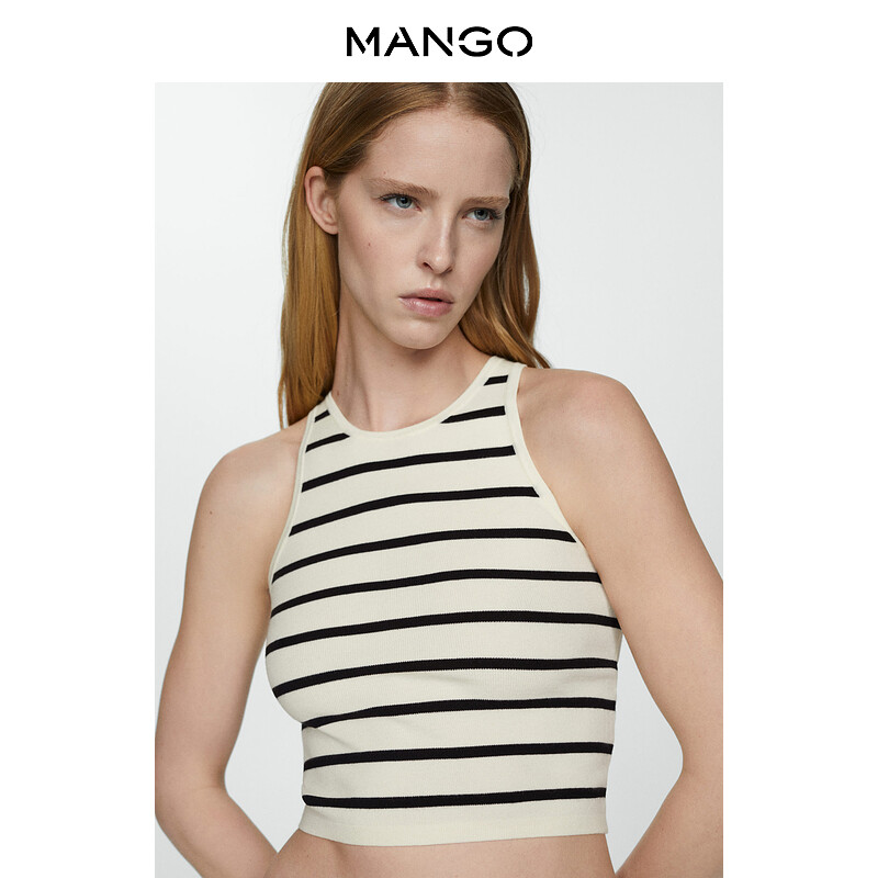 

Женская рубашка Mango с принтом без рукавов, светло-бежевый