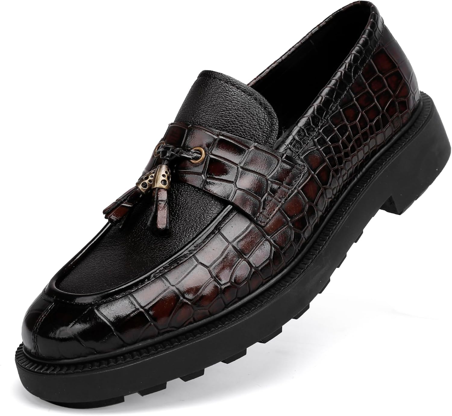 

Мужские роскошные кожаные туфли с кисточками, классические повседневные туфли-лоферы с кисточками для бизнеса, вечеринки и свадьбы Generic, Coffee