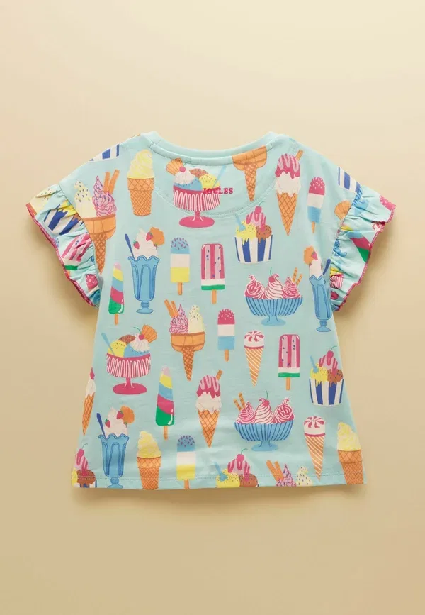 Футболка Regular fit Joules Waverley Embroidered Frill Sleeve, голубое мороженое — фото 2