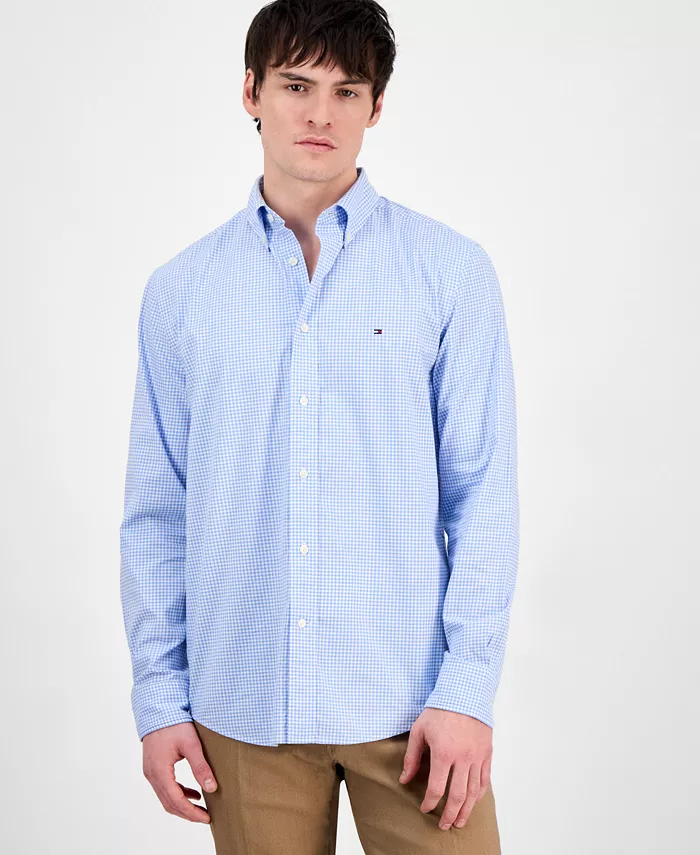 

Мужская классическая рубашка из поплина с кнопками Flex Gingham Check Tommy Hilfiger, синий