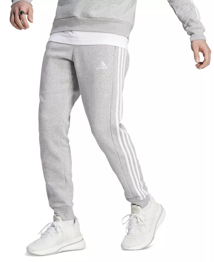 

Мужские флисовые джоггеры с тремя полосками, стандартного кроя adidas, серый