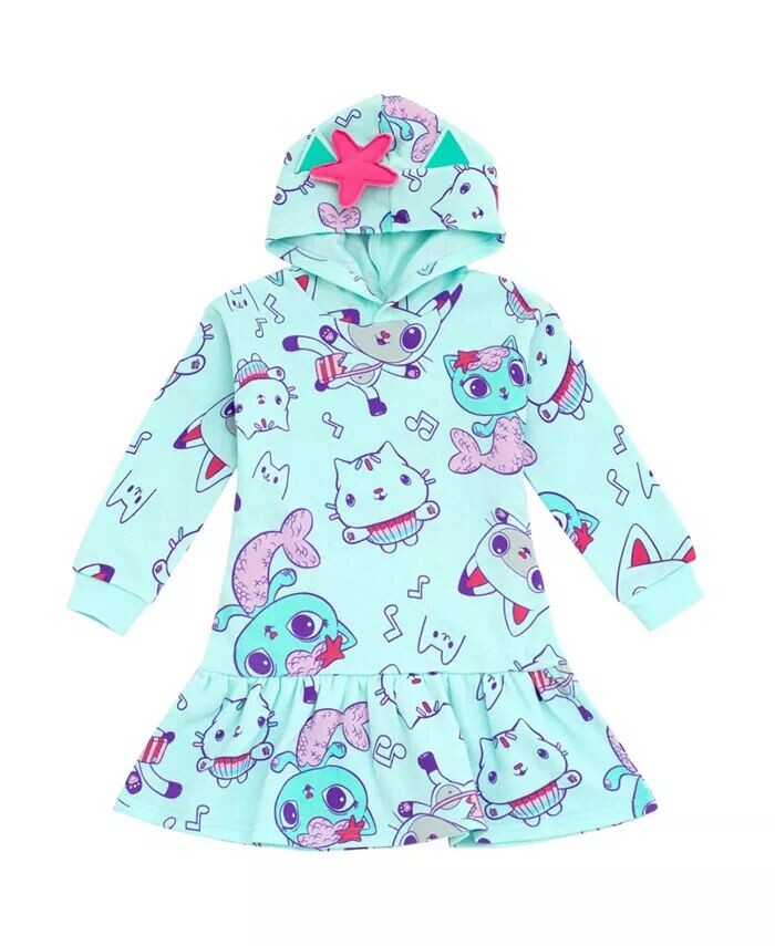 

Girls Pandy Paws Cakey Cat Mer Флисовое платье для кошек Dreamworks Gabby'S Dollhouse, синий