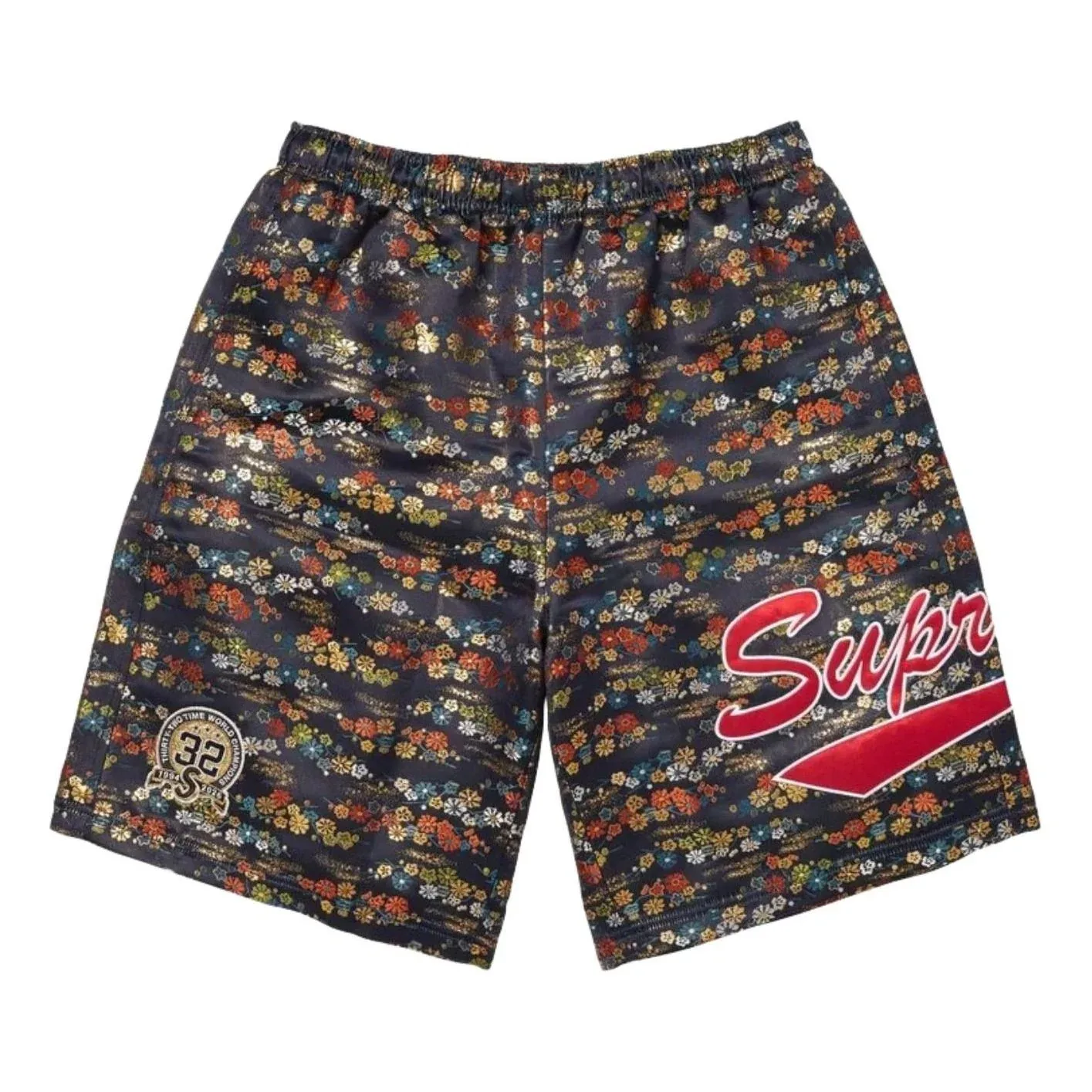 Шорты Supreme SS26 с цветочным жаккардовым узором, темно-синие