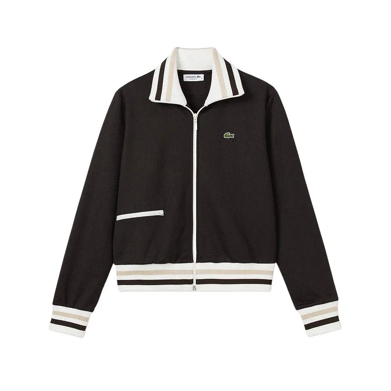 Жакет Lacoste Zip Striped Sweater темно-коричневый