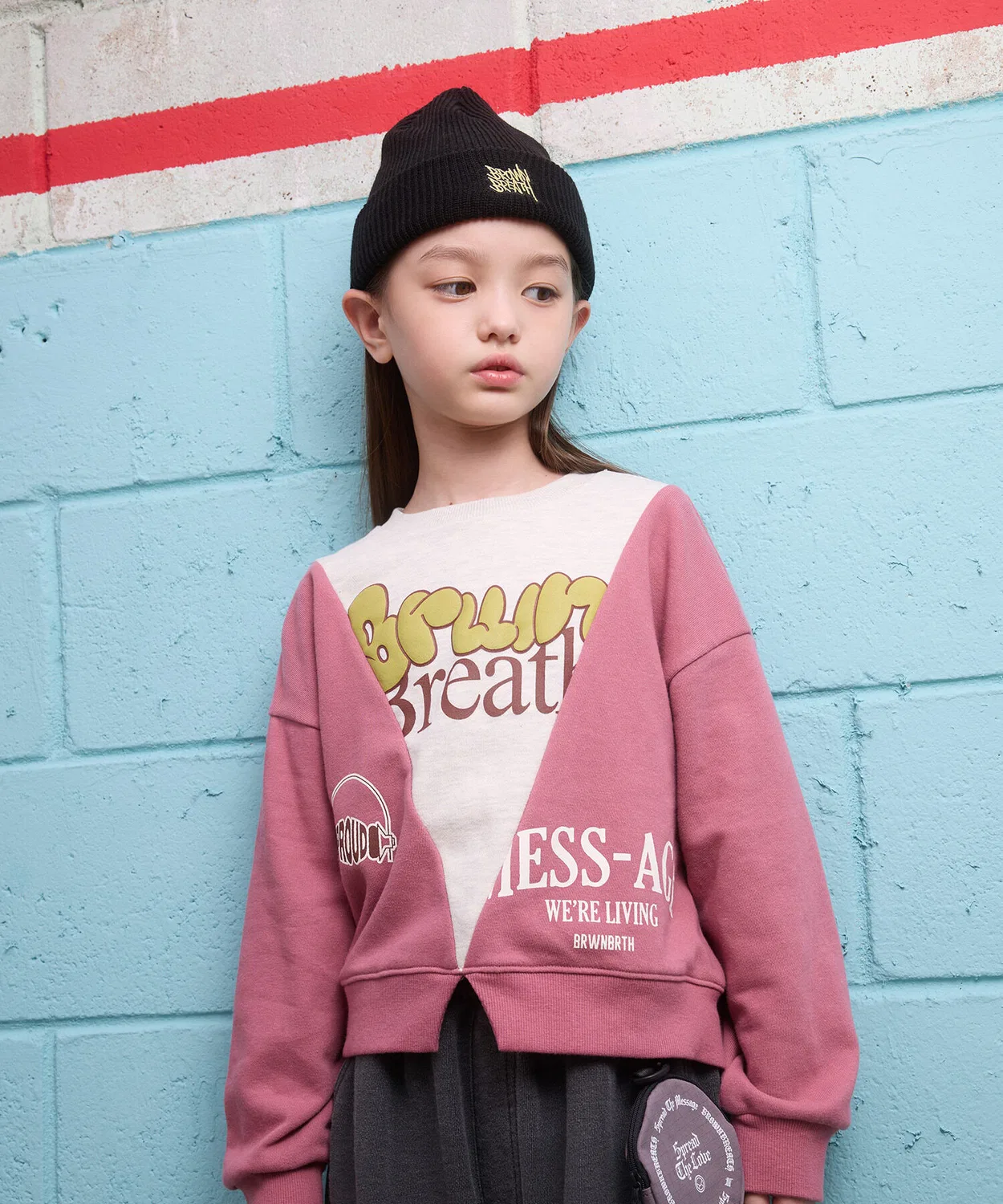 Детский свитшот с V-образным вырезом розовый от Brownbreath Kids