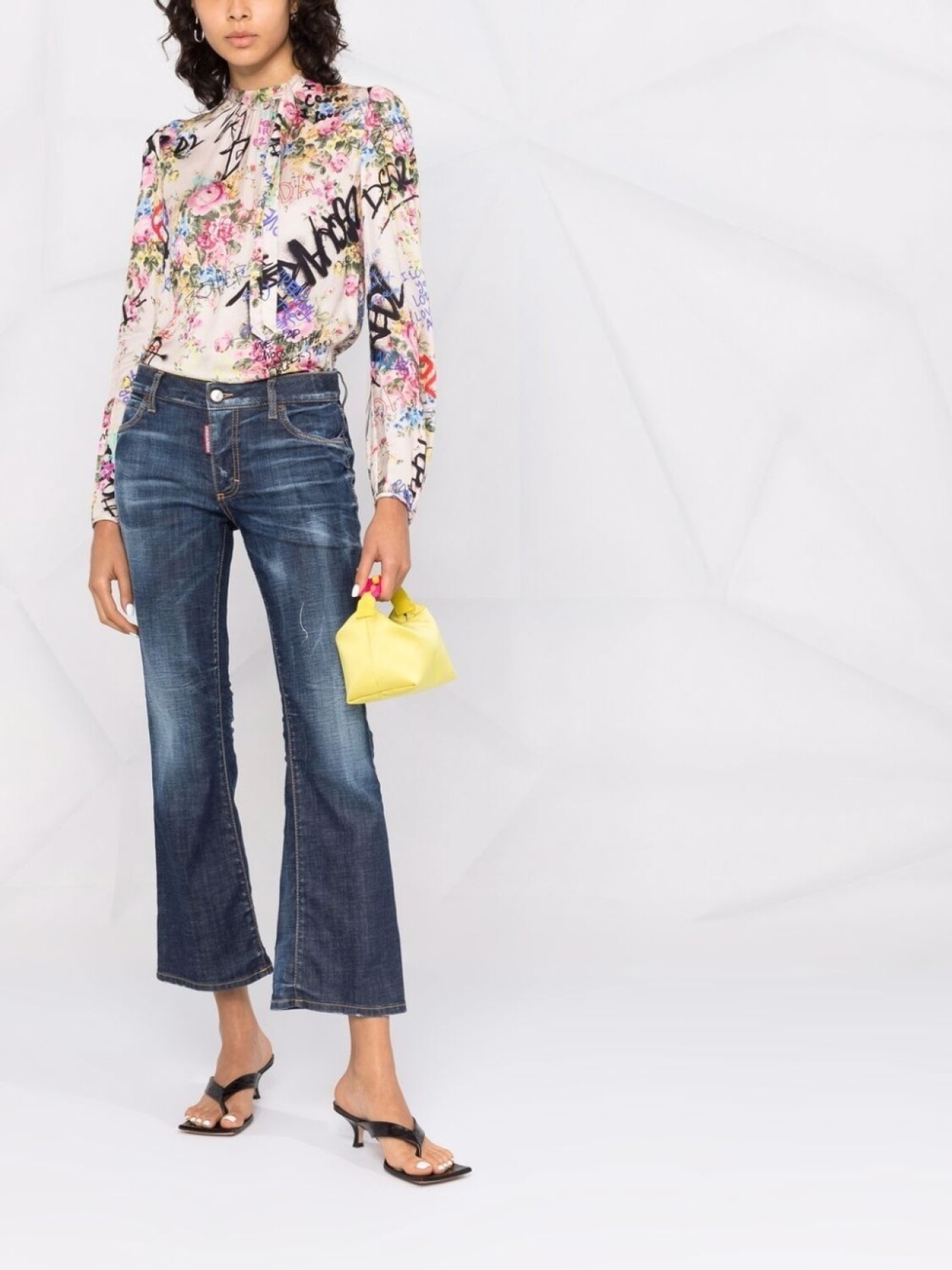 

Dsquared2 укороченные расклешенные джинсы с эффектом потертости, синий