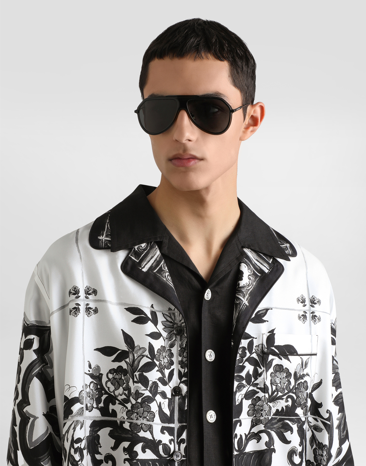 Рубашка из твила с принтом «майолика» Dolce & Gabbana, мультиколор — фото 4