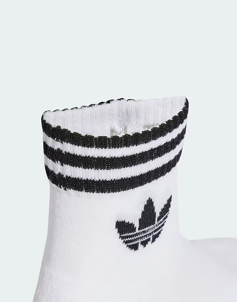 Набор из 3 коротких носков Adidas Originals с логотипом Trefoil, белый — фото 3