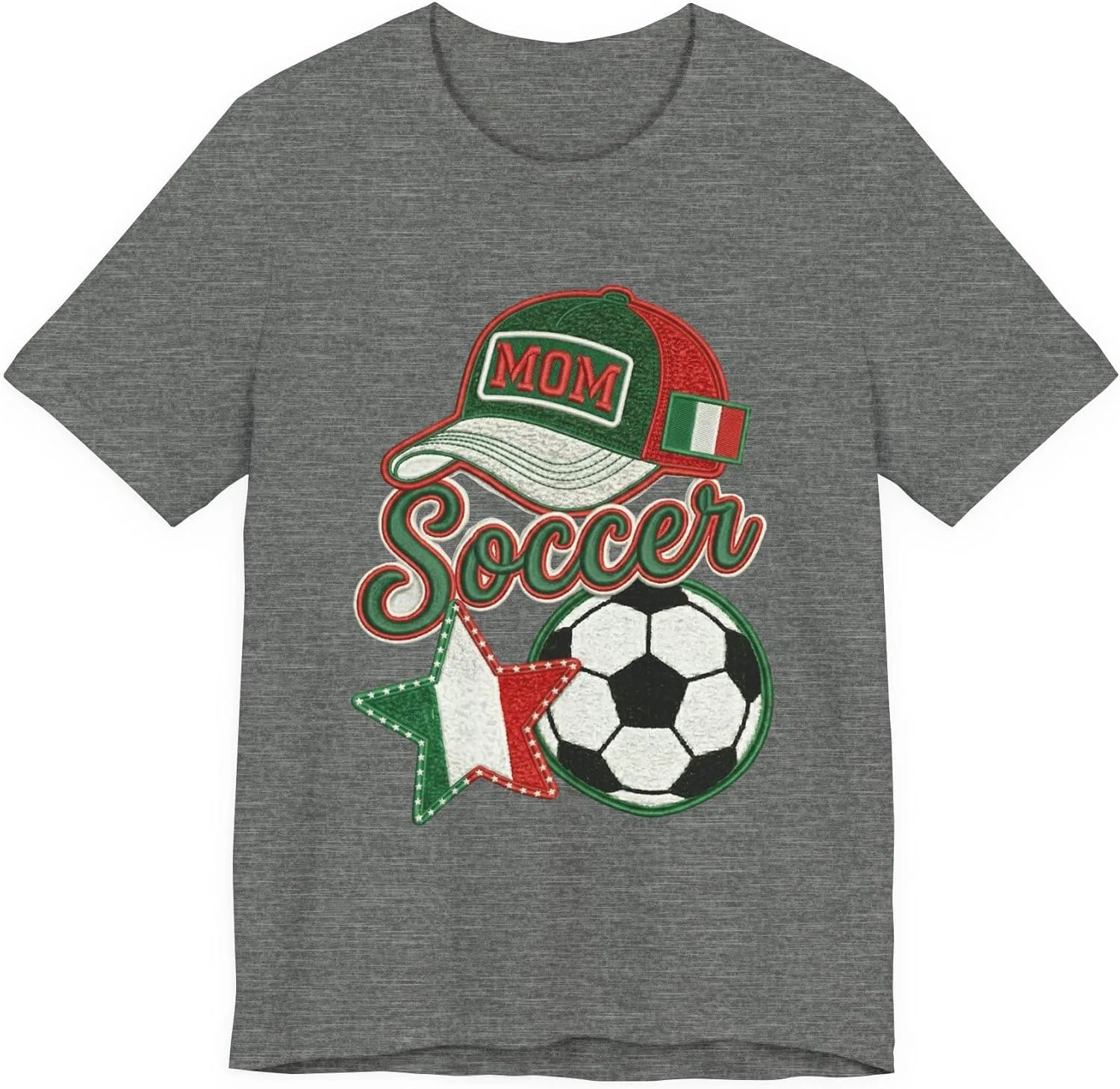 Футболка с принтом Mom Soccer Cap and Ball, итальянский флаг, звезда, Deep Heather