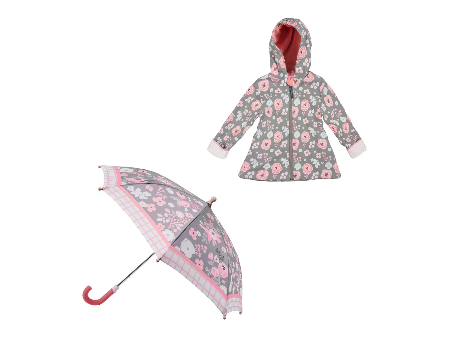 

Дождевик Flower Kids' Raincoat & Umbrella Set Stephen Joseph, серый/мультиколор