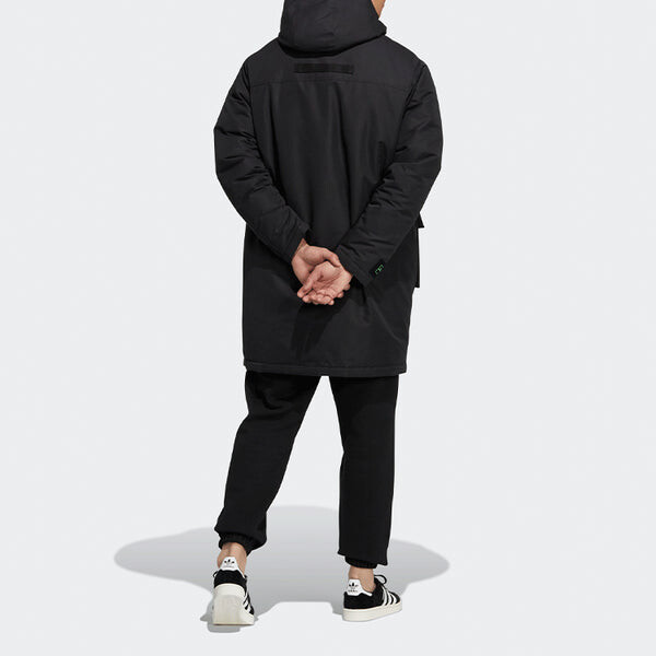 Пуховик Men's adidas originals 2 In 1 Sports Long Hooded With Down Feather Black Jacket, черный — фото 4