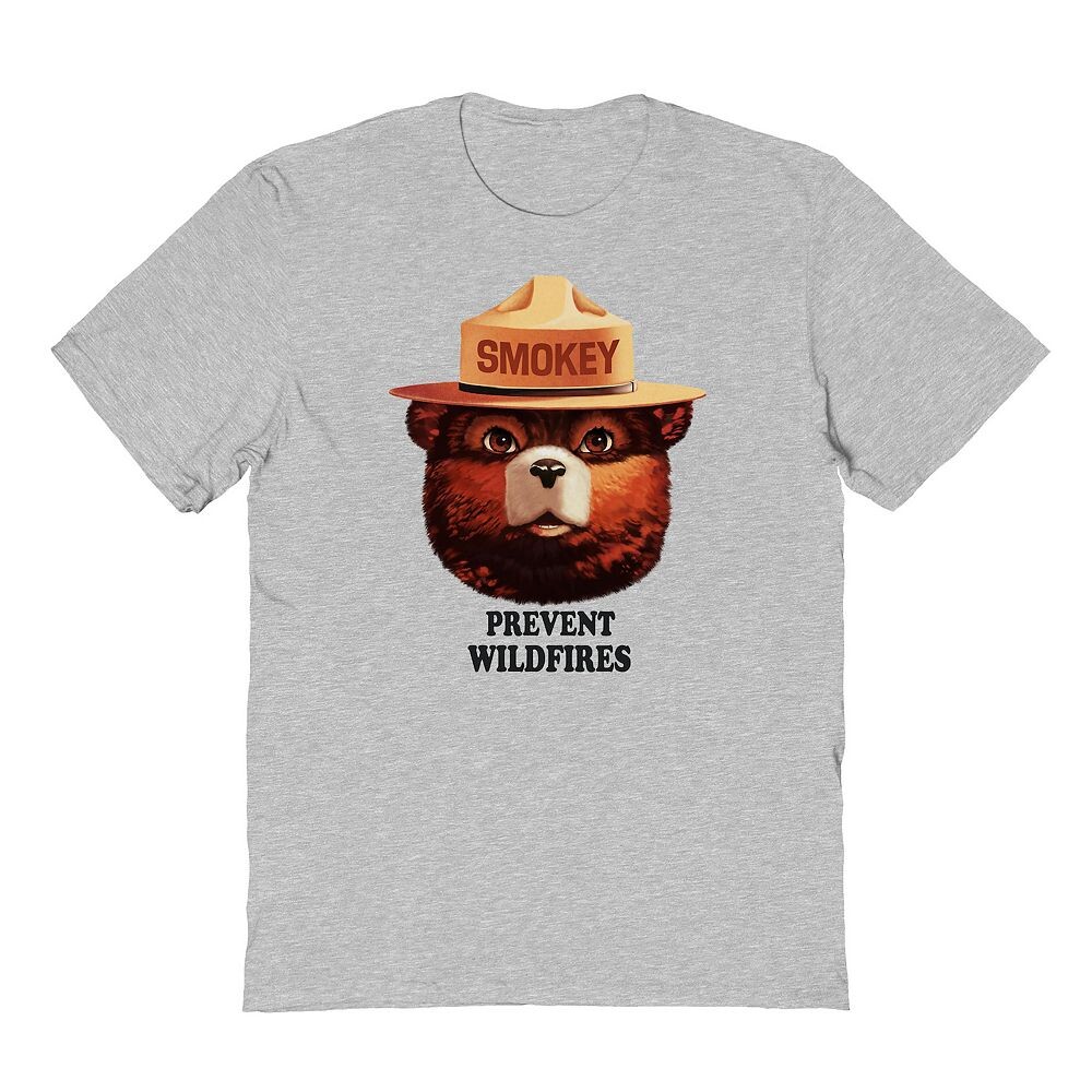 

Мужская футболка с рисунком Smokey The Bear Prevent Forest Fires Licensed Character, серый