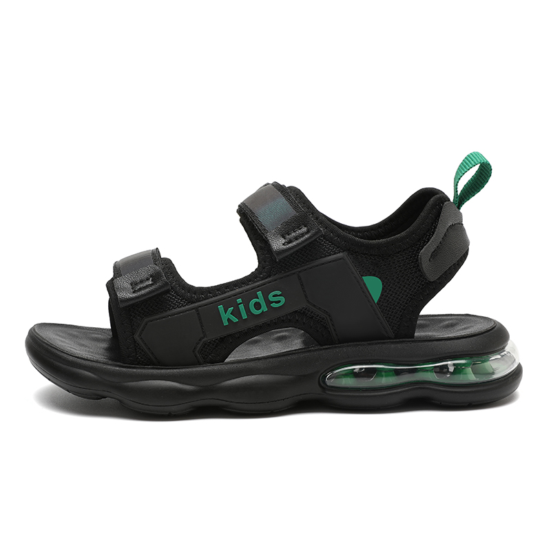 

Детские сандалии с низким верхом, нескользящие и дышащие NEZHACHAOHAI, черный/зеленый