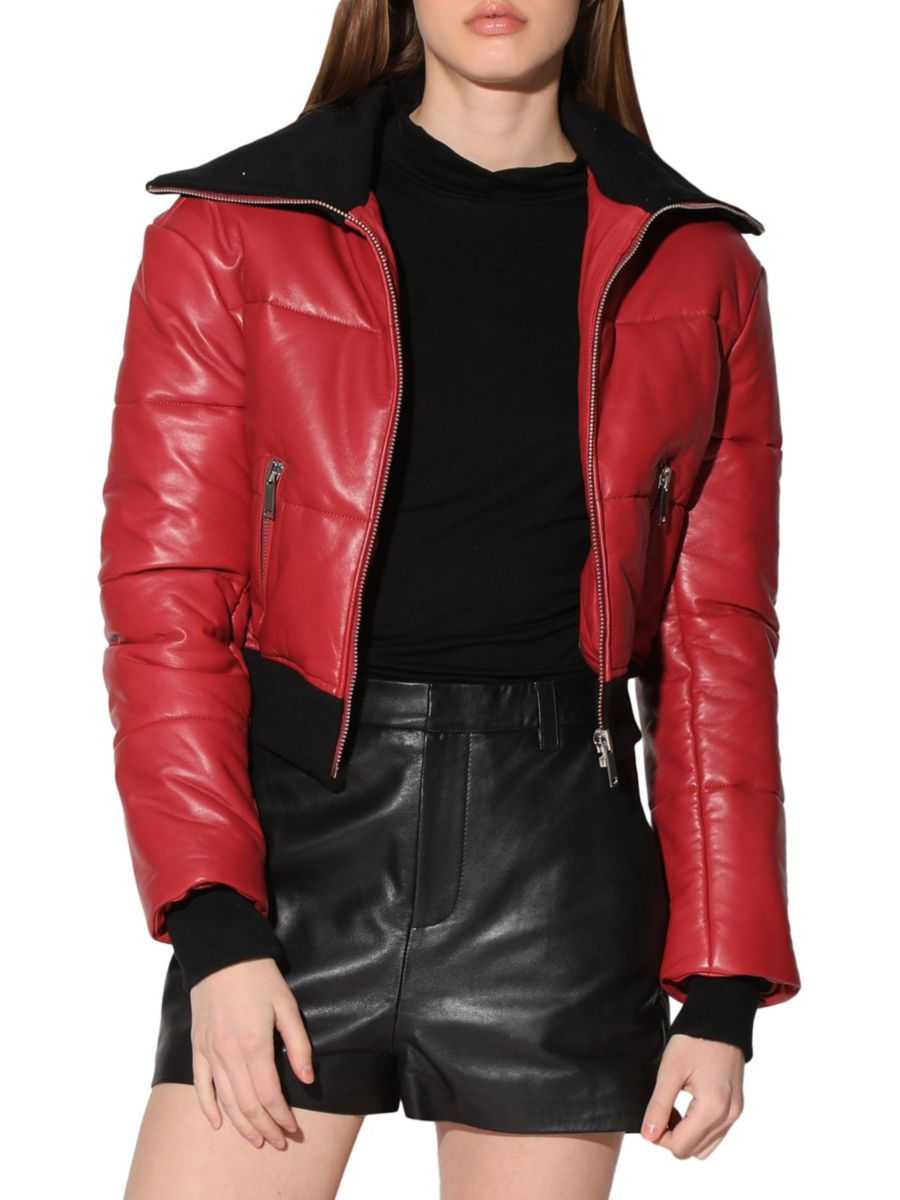 

Укороченная кожаная куртка-бомбер Bluejay Laylah Walter Baker, красный