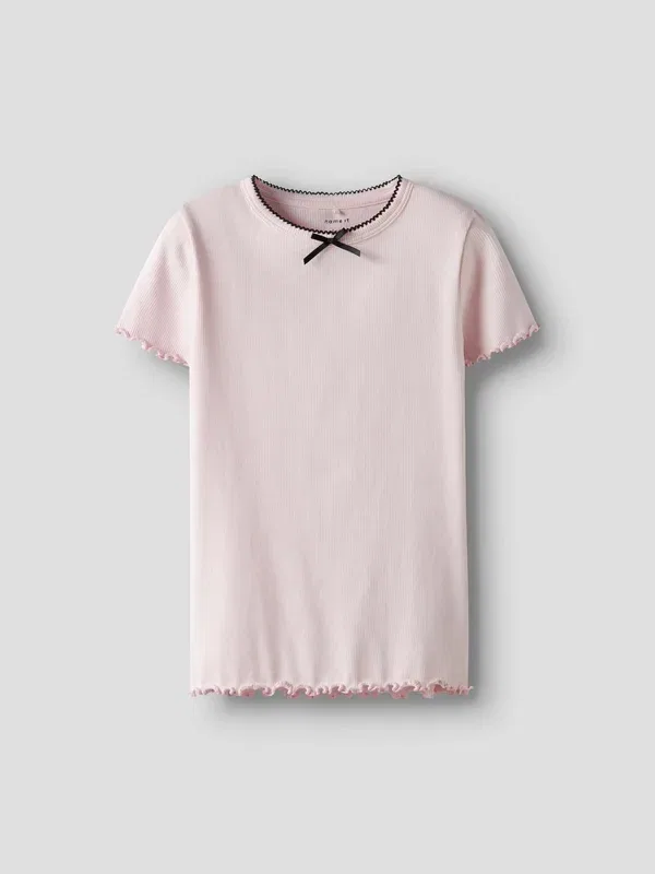 Футболка Nkffiona ss slim top pb print t-shirt Name It, нежный оттенок — фото 2