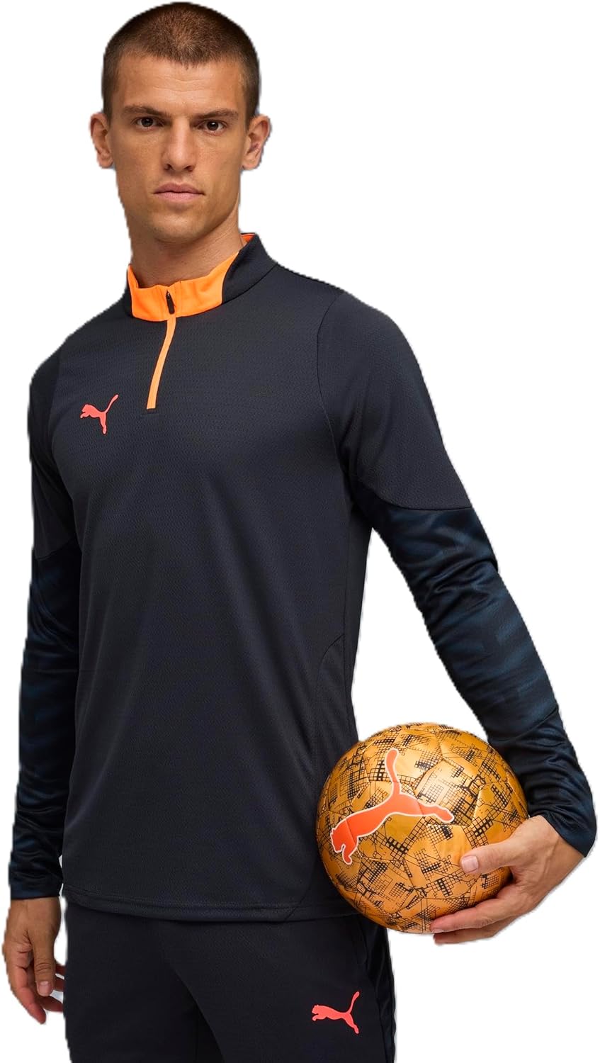 

Мужская футбольная футболка PUMA IndiviCUP с застежкой-молнией на четверть длины, быстросохнущая, для тренировок (660497), темно-синий/красный