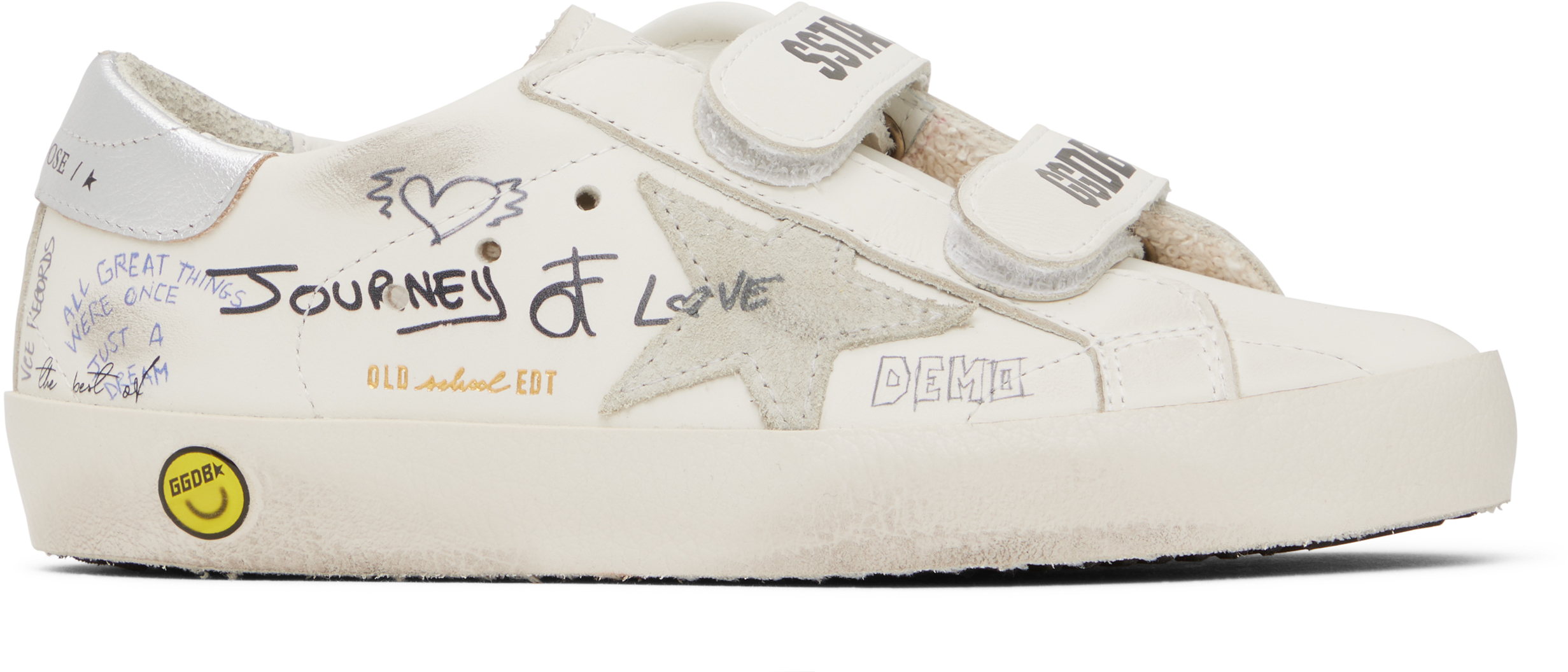 

Детские белые кеды Old School Golden Goose, White/Ice/Silver
