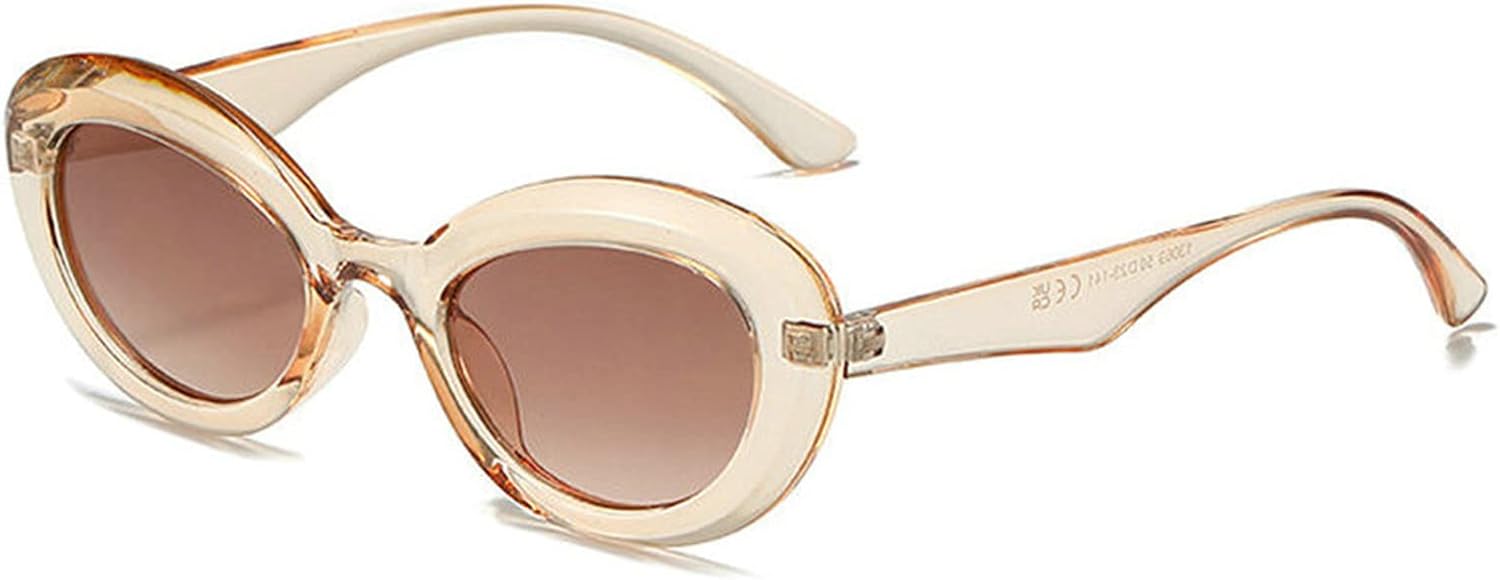 

Женские винтажные овальные солнцезащитные очки COTIA с градиентным переходом цвета, солнцезащитные очки UV400, мужские панк-очки, серебристо-голубые зеркальные очки «кошачий глаз», Tea