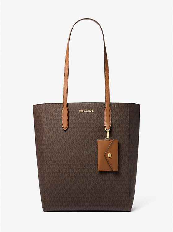 

Большая сумка-тоут с фирменным логотипом Vincent и чехлом для карт Michael Kors, коричневый
