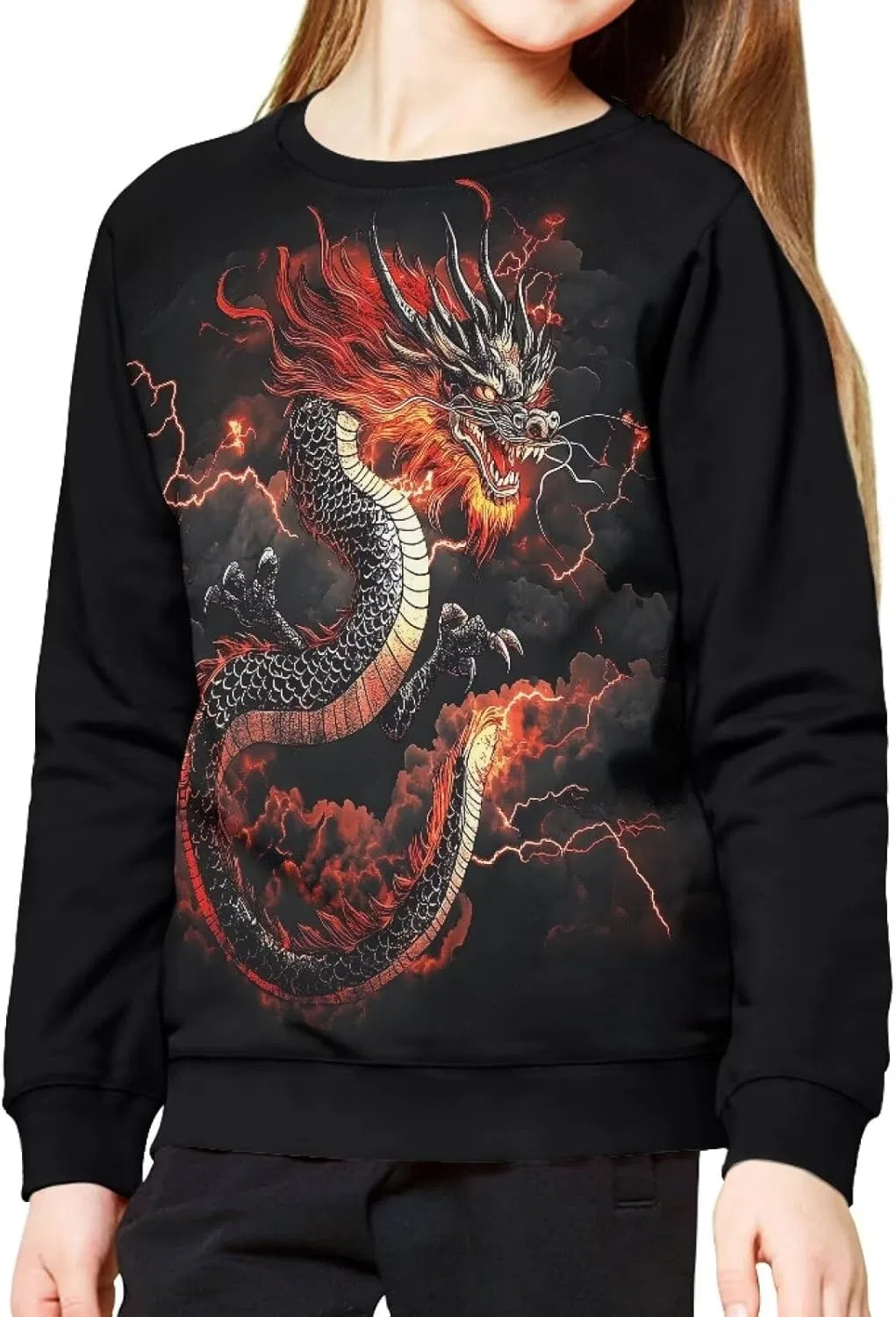 Детский свитшот, дракон, ZPINXIGN, Dragon Black — фото 2