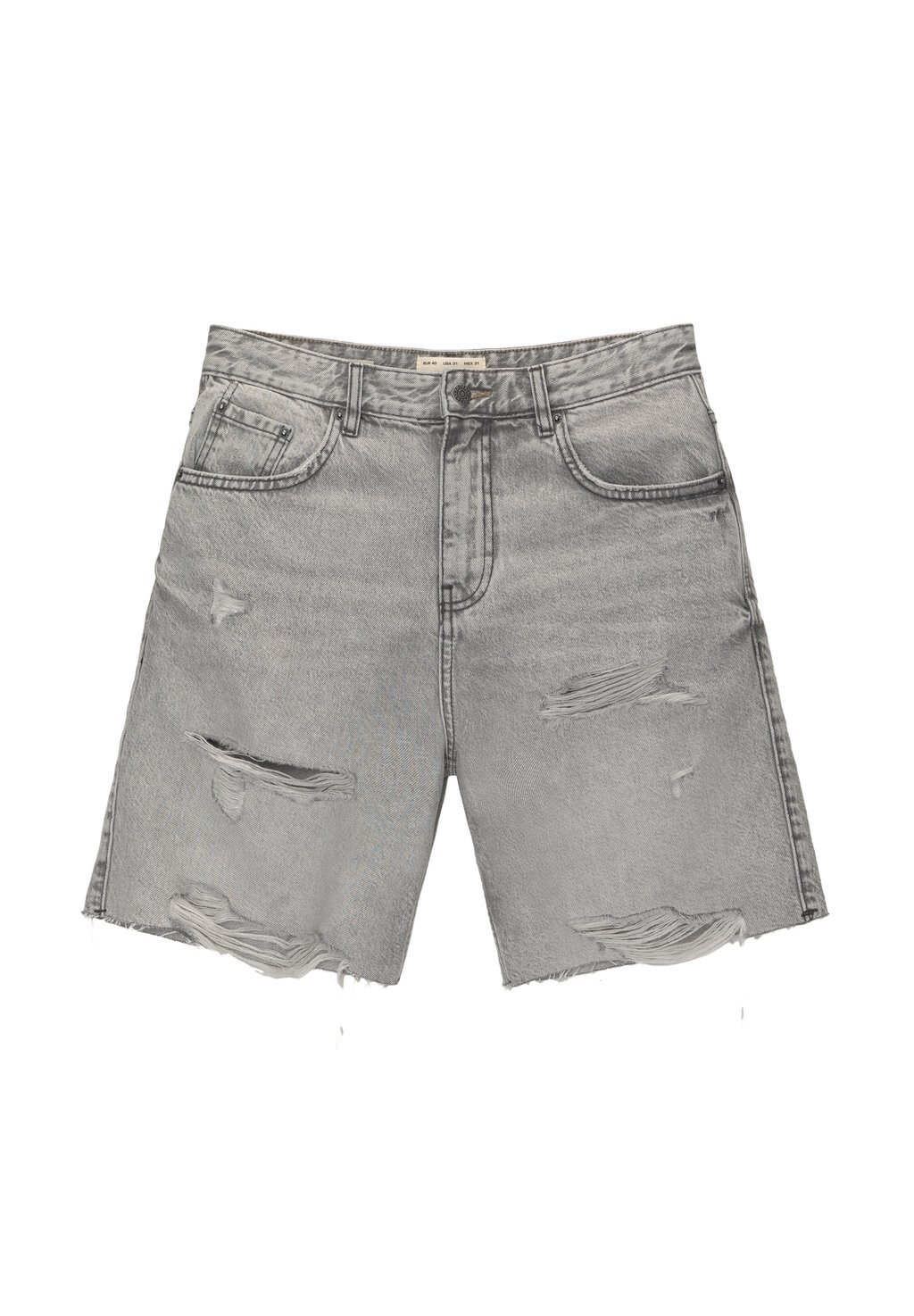 

БЕРМУДА Ripped PULL&BEAR, Джинсовые шорты темно-серый