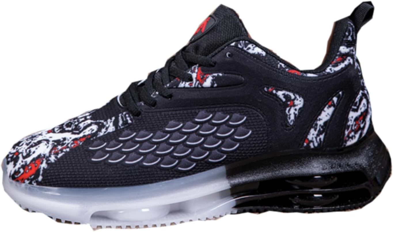

Мужские стильные кроссовки с узором и воздушной подушкой для амортизации, идеально подходящие для бега, тенниса, баскетбола и активного отдыха. Удобная спортивная обувь Khwfjas, черный