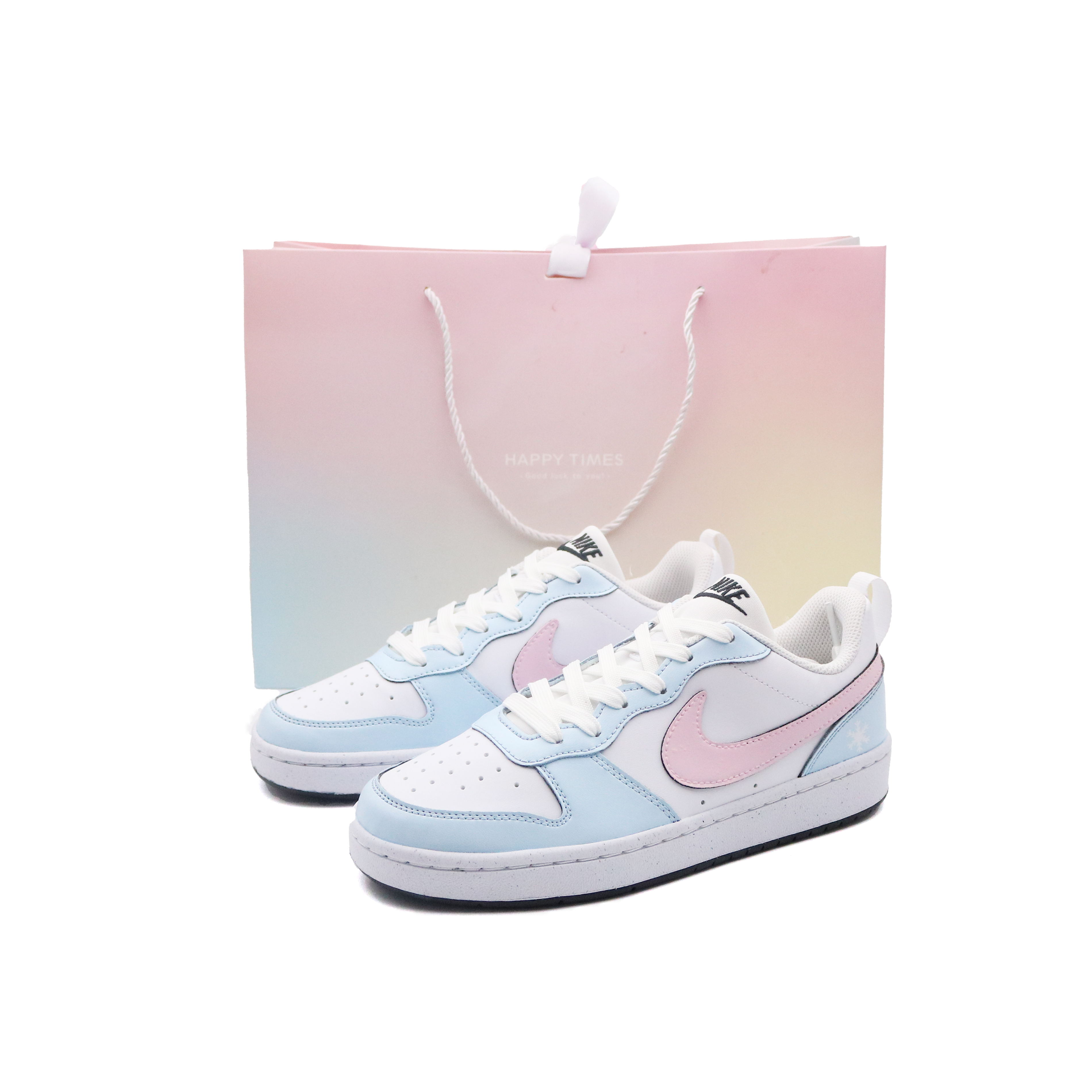 

Nike Детские кроссовки для скейтбординга Court Borough Lightweight Shock Absorbers Low Top, синие, розовые, подростковые