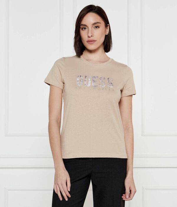 

Футболка женская Guess Jeans со стразами, бежевый
