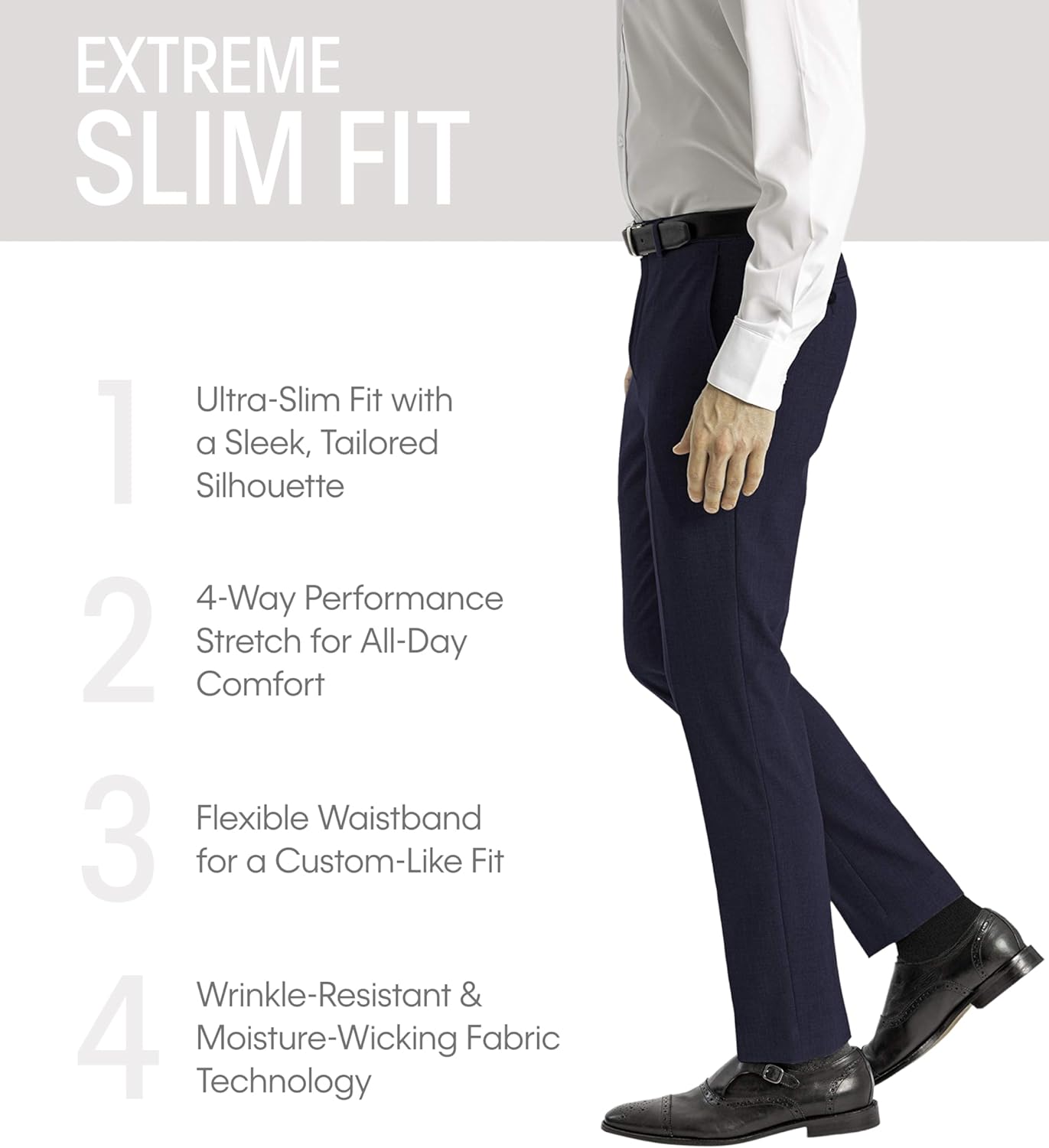 Мужские зауженные брюки Calvin Klein Slim Fit Stretch | Приталенные брюки для мужчин | Ультразауженные брюки, Navy — фото 3