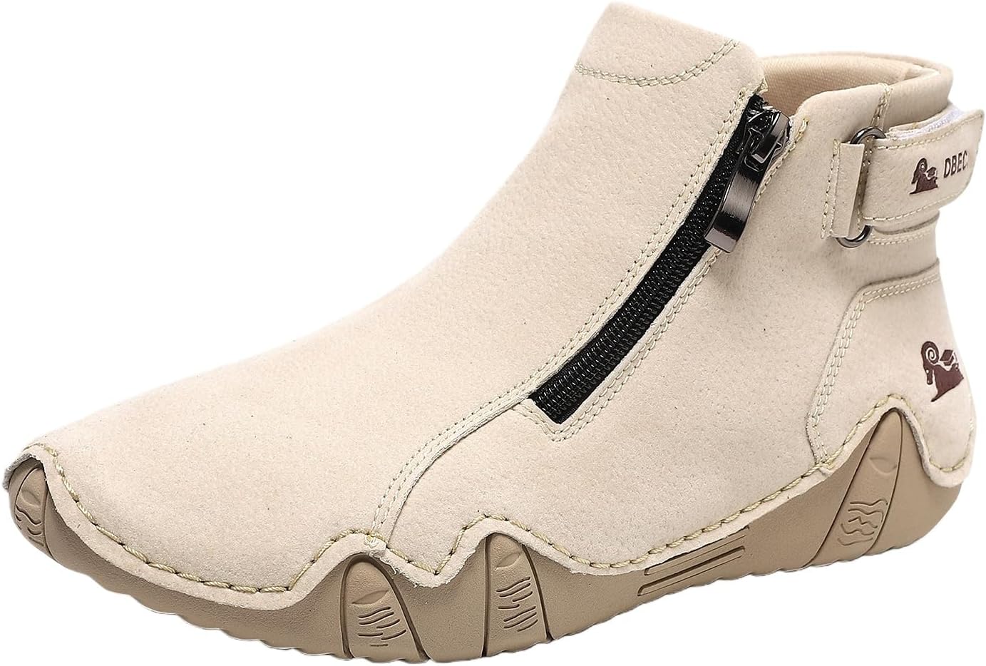 

Женские замшевые ботильоны на щиколотку с круглым носком, чукка-бутсы, повседневные удобные кроссовки, уютные ботинки с боковой молнией, ретро, противоскользящие балетки, обувь для вождения, ходьбы и бега Movnebyro, бежевый