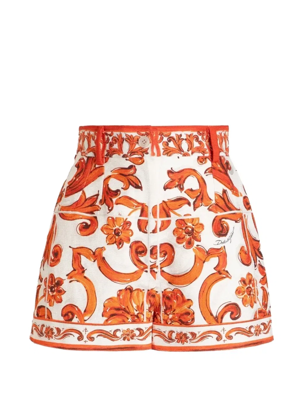Шорты-бермуды с принтом Majolica DOLCE & GABBANA, белый