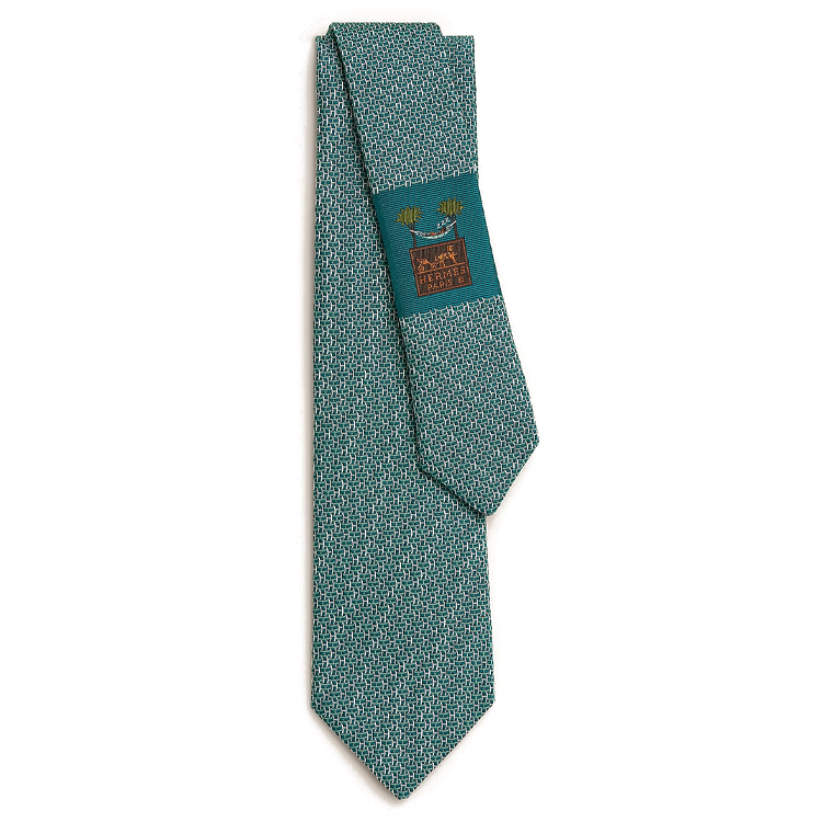 

HERMES Галстук Pont De H мужской Sapphire Green