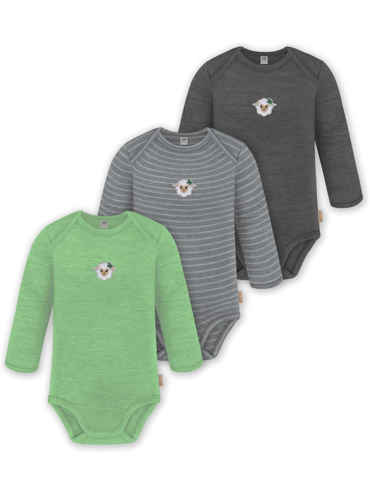 

Normani Outdoor Sports Комплект из 3 детских боди с длинными рукавами из мериносовой шерсти, цвет антрацит/серый/зеленый