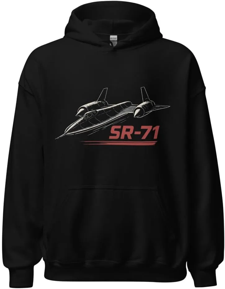 Толстовка SR-71 - худи с принтом скоростного самолета для фанатов военной авиации Generic, черный