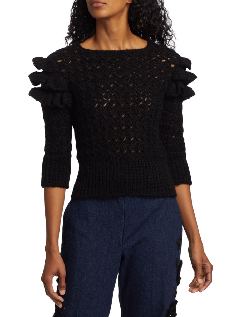 

Вязаный крючком свитер с оборками Rebirth Frederick Anderson, черный