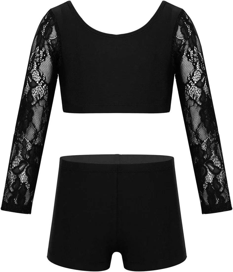 Детский спортивный комплект: топ и шорты, iEFiEL, Black Crop Top