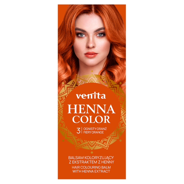 

Бальзам для окрашивания волос 3 огненный оранжад, 75 мл Venita Henna color, цвет 3 ognista oranżada