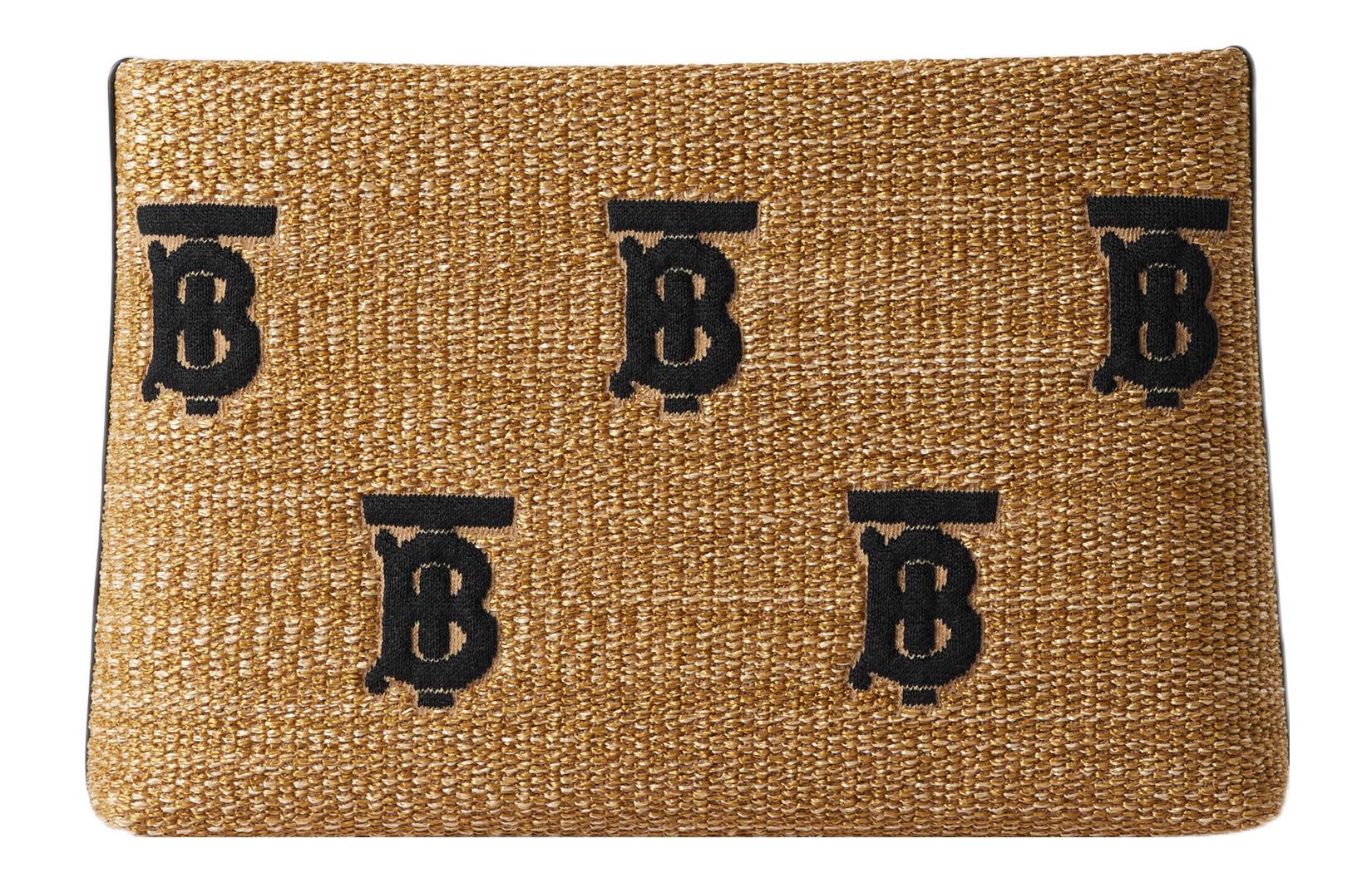 

Сумка-клатч из рафии с кожаными вставками женская натуральный/черный Burberry