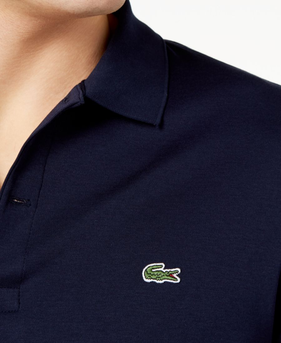 Мужская поло-рубашка Lacoste 166, стандартный крой, мягкая на ощупь, темно-синий — фото 3
