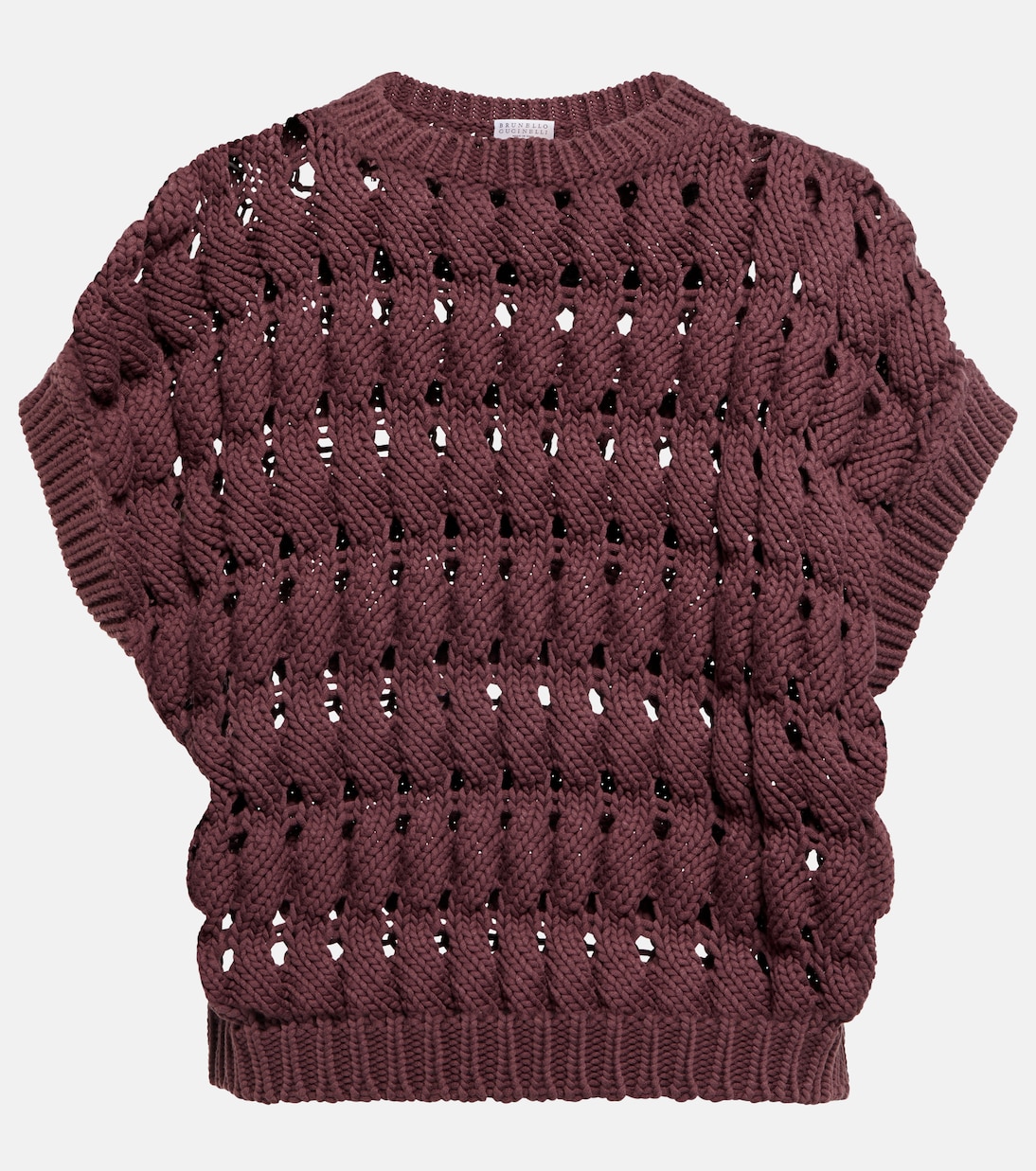 

Ажурный топ из смесового хлопка Brunello Cucinelli, Burgundy Orchid