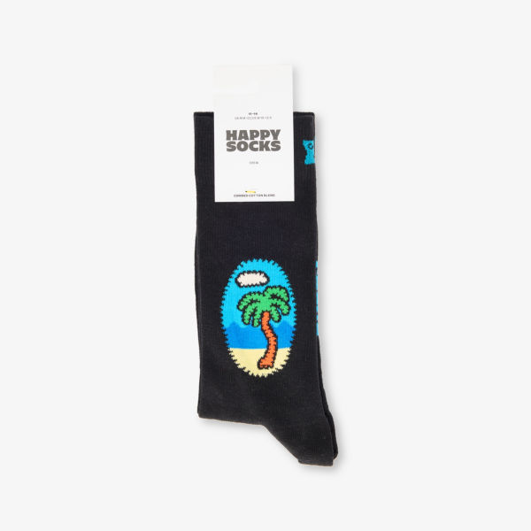 

Носки Happy Socks из смесового хлопка с пальмой, черный