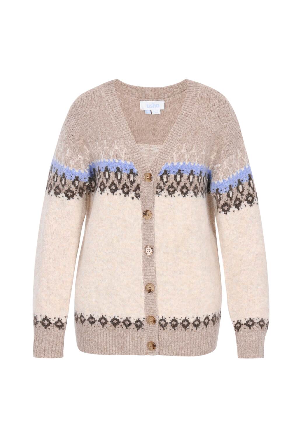 

Usha BLUE LABEL Оверсайз кардиган в бежевом, темно-бежевом