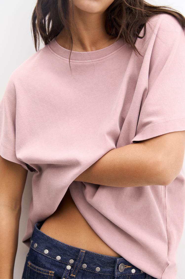 

Футболка большого размера с длинными рукавами Pull And Bear, розовый