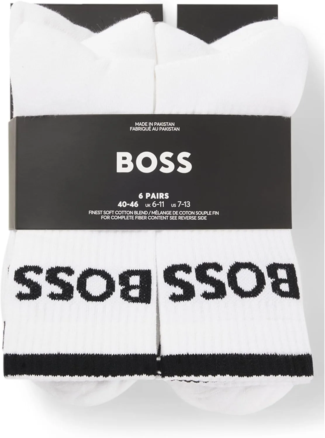 Комплект коротких носков BOSS для мужчин, 6 пар, с короткими носками и логотипом CC, из остатков хлопковой смеси, белый — фото 3