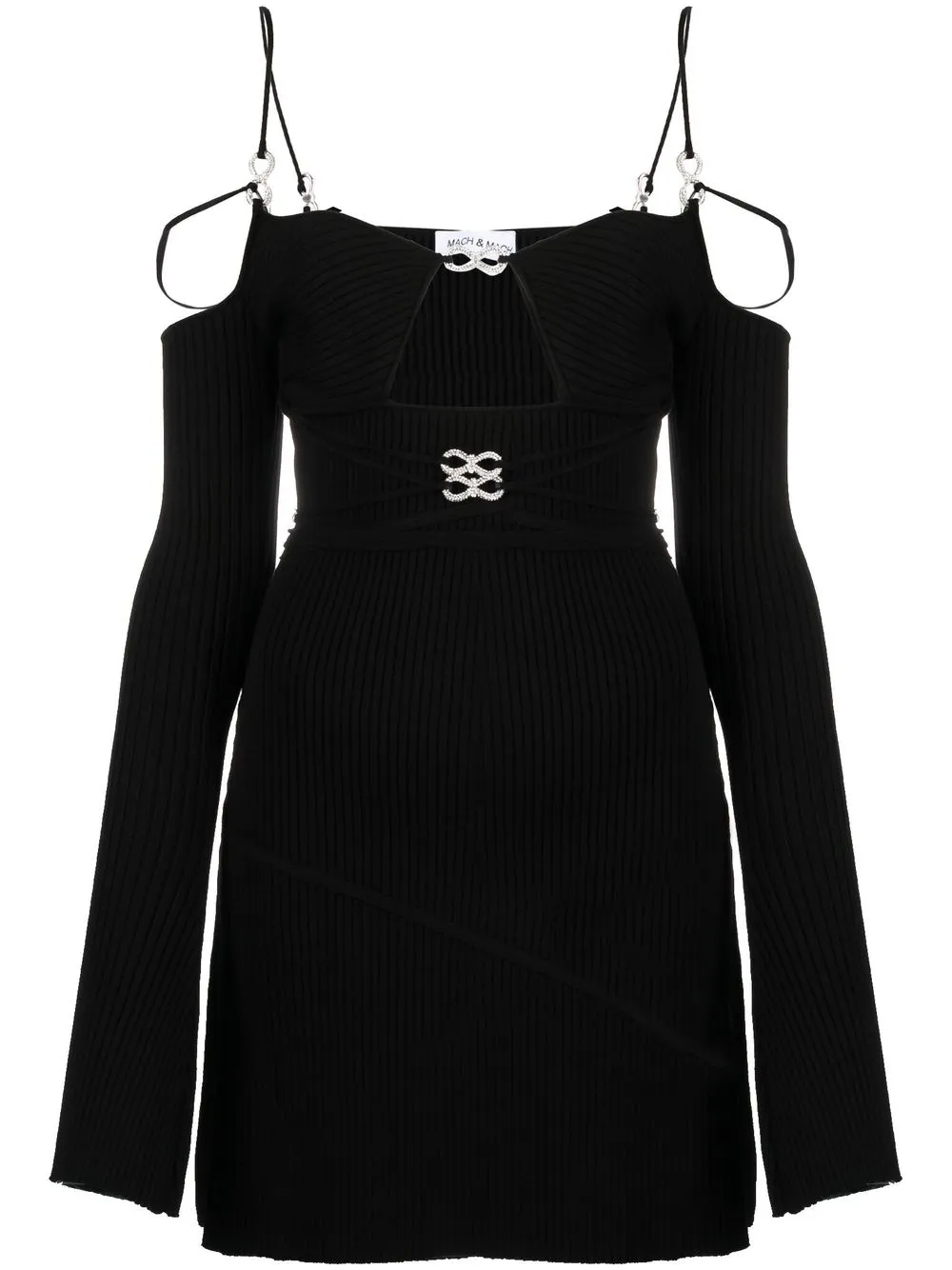 

Платье мини с кристаллами Mach & Mach, черный