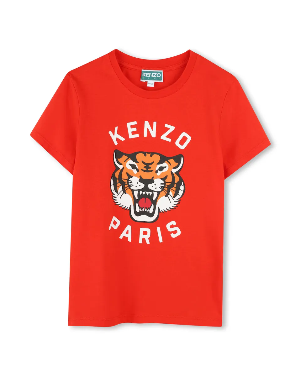 

Футболка для девочки из красного хлопка Kenzo Kids, красный