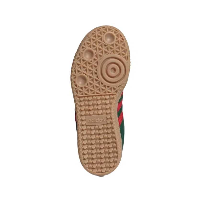 Кроссовки для скейтбординга SAMBA OG Leather Kids' Adidas Originals зелено-красные — фото 4